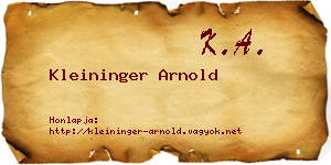 Kleininger Arnold névjegykártya